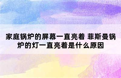 家庭锅炉的屏幕一直亮着 菲斯曼锅炉的灯一直亮着是什么原因